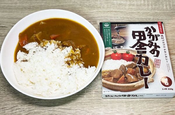 岡山 奥津温泉 鏡野町 かがみの田舎カレー 具材ゴロゴロ チキンカレー レトルトカレー お土産 湯煎